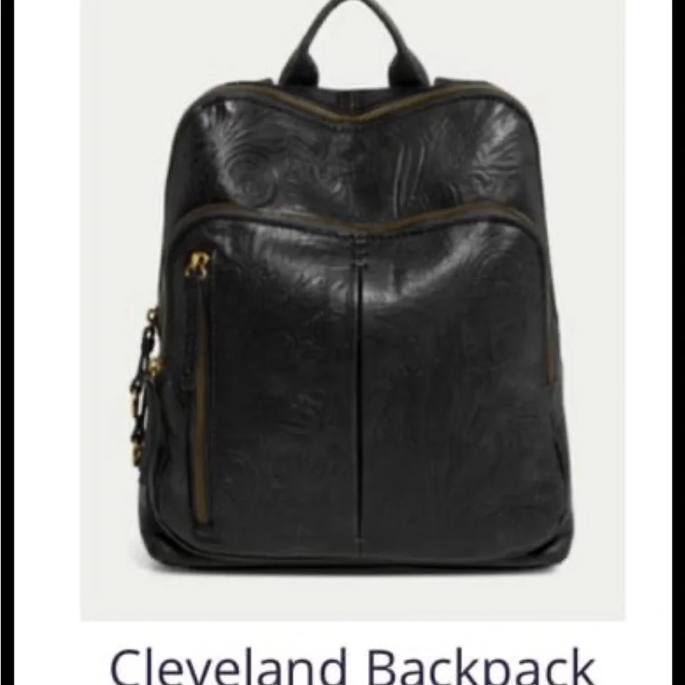 American Leather Co. embossed “Cleveland” style backpack - Picture 2 of 12